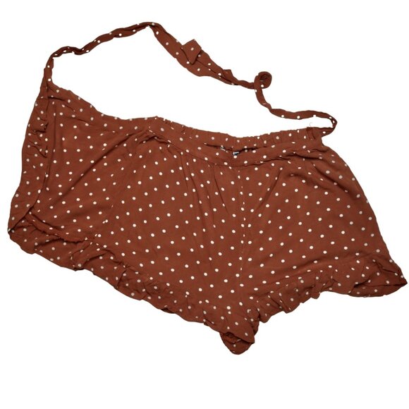 American Eagle Brown Polka Dot Faux Wrap Shorts, size Extra Small - Picture 3 of 10